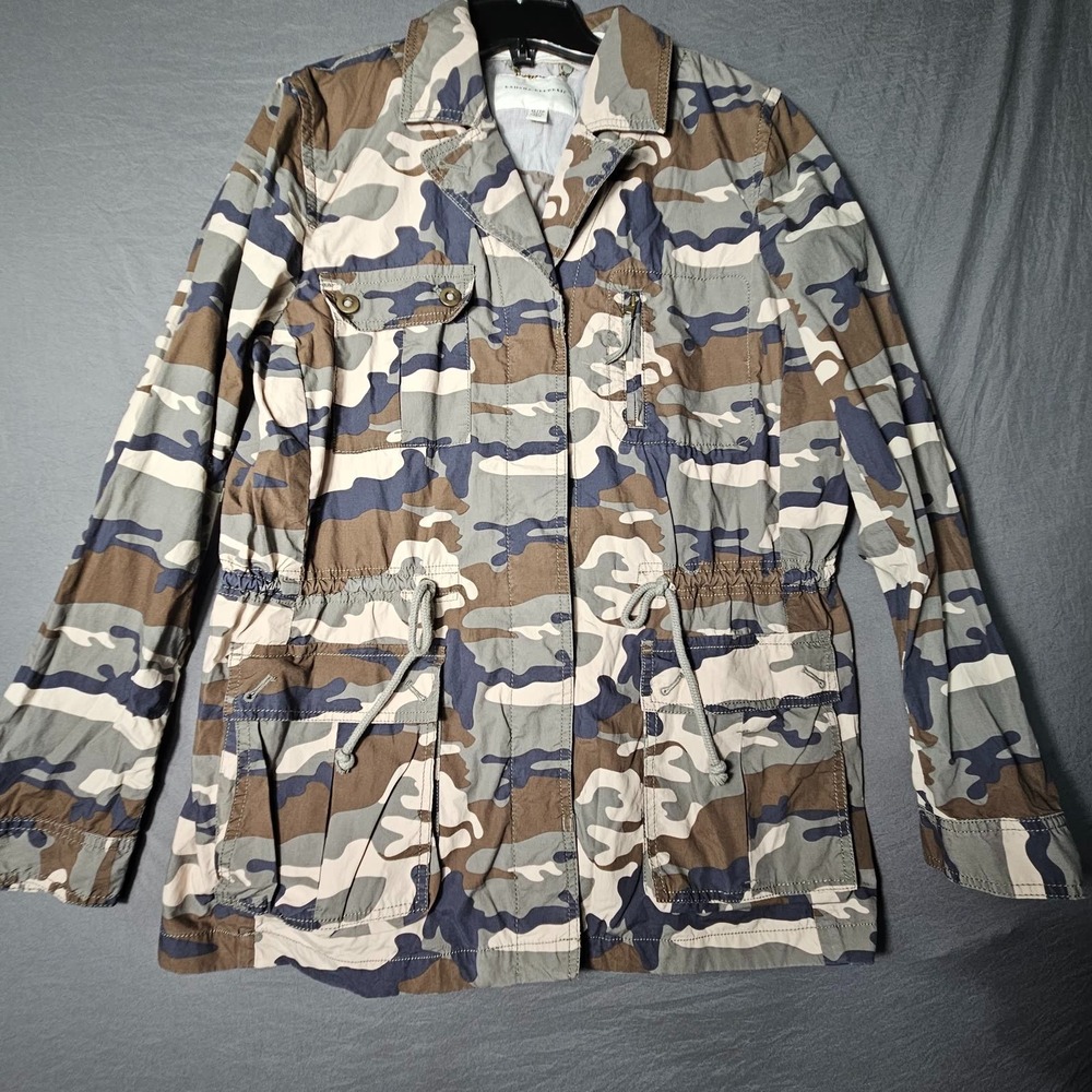 Banana Republic Womens Camo Utility Jacket XL Cinch Waist Military Field Coat